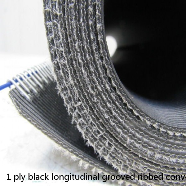 1 ply black longitudinal grooved ribbed conveyor belt 8'x30"x0.128" #1 image